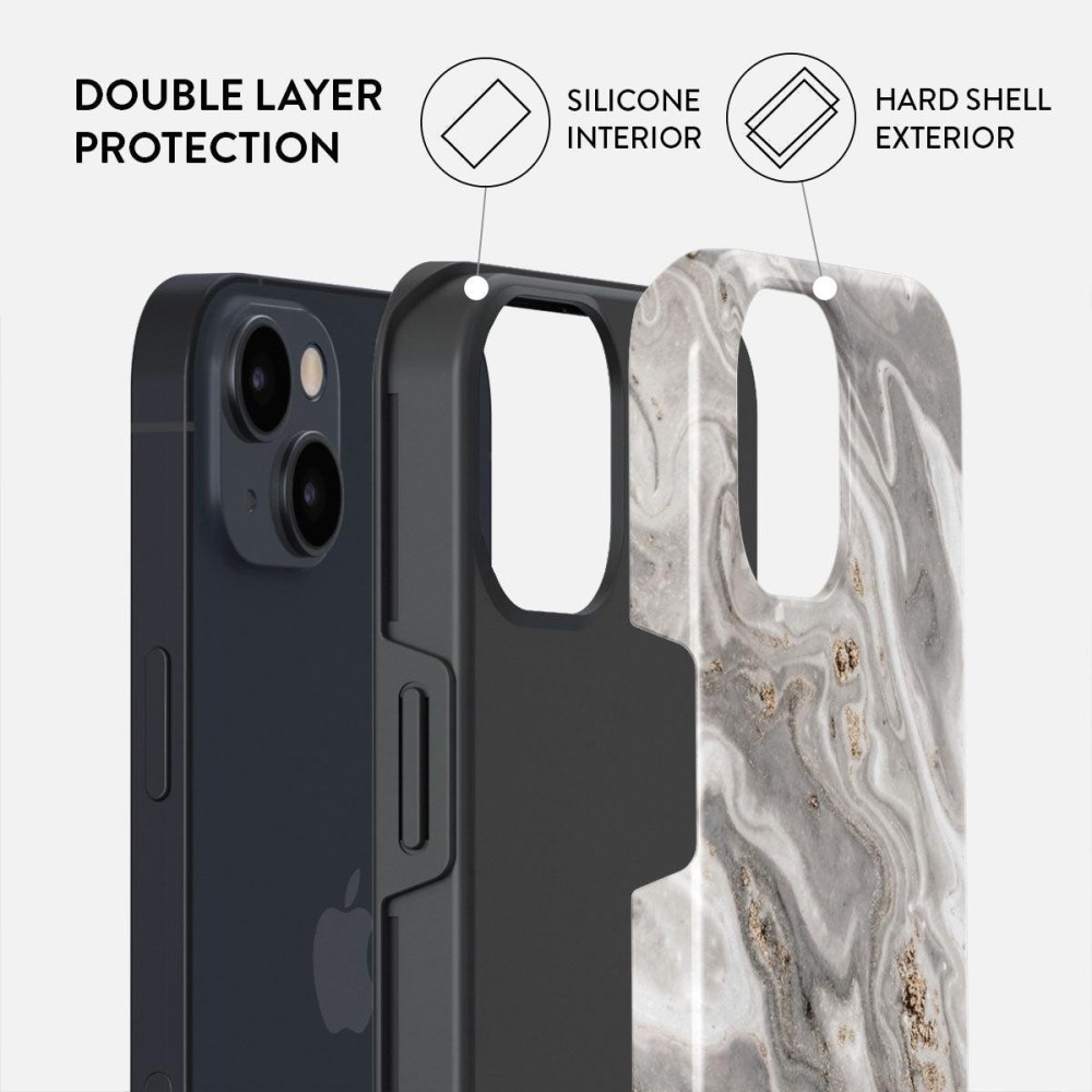 Snowstorm - Grey Marble iPhone 15 Case