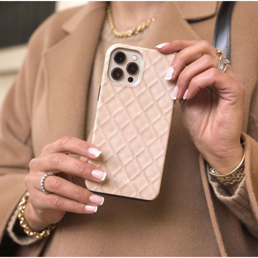 Simply Cream- Quilted iPhone 15 Case