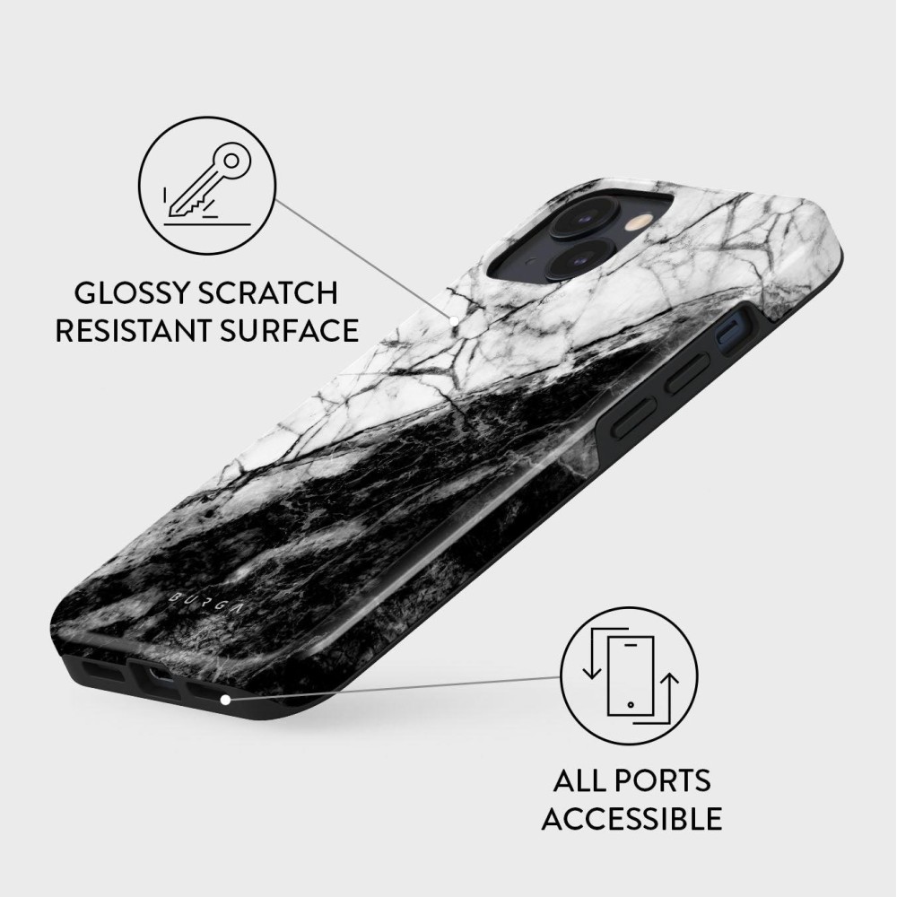 Fatal Contradiction - Black & White Marble iPhone 15 Case