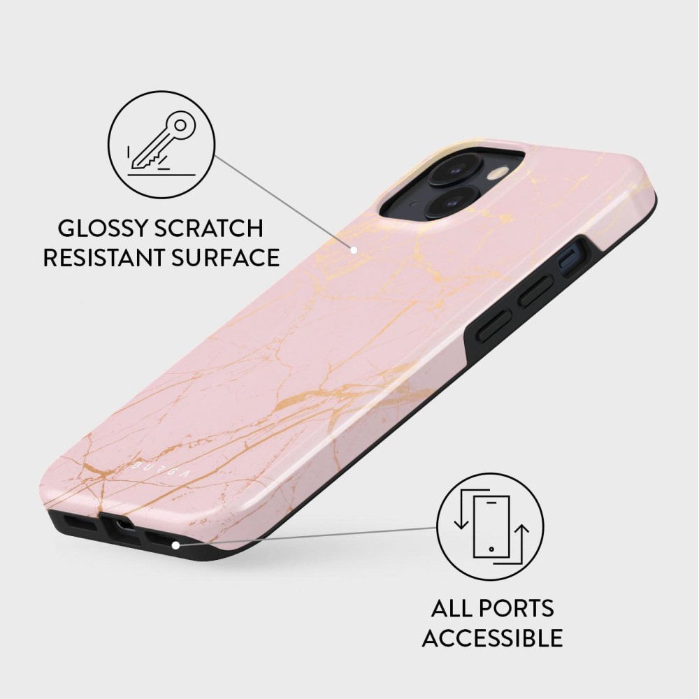 Peachy Gold - Pink Marble iPhone 15 Case
